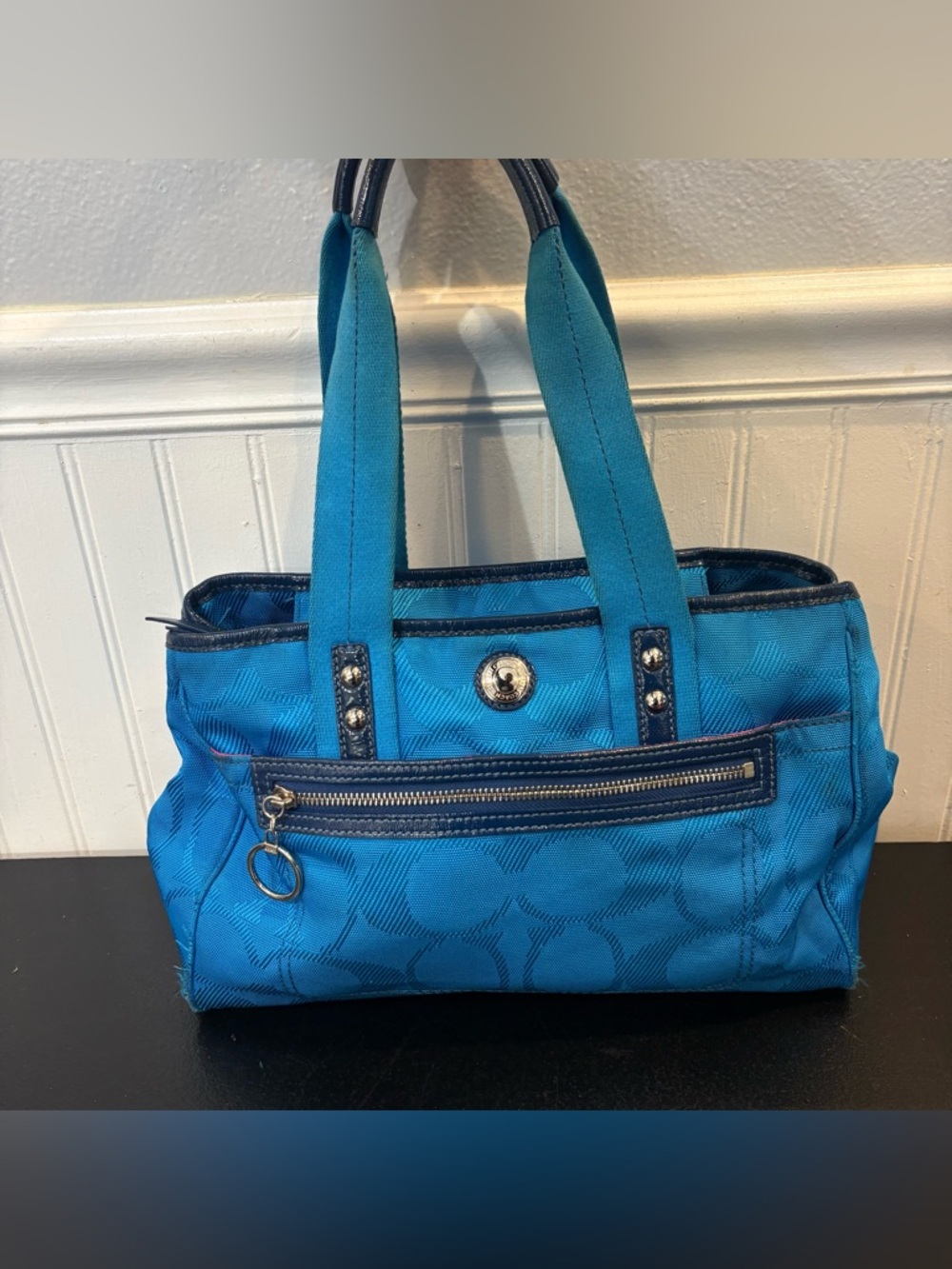 Coach Daisy Signature C Tote Shoulder
Purse Handbag Blue A1093 F14876